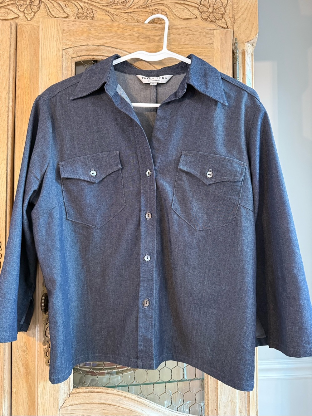 Trina Turk Women's Dark Blue Denim Shirt Jacket